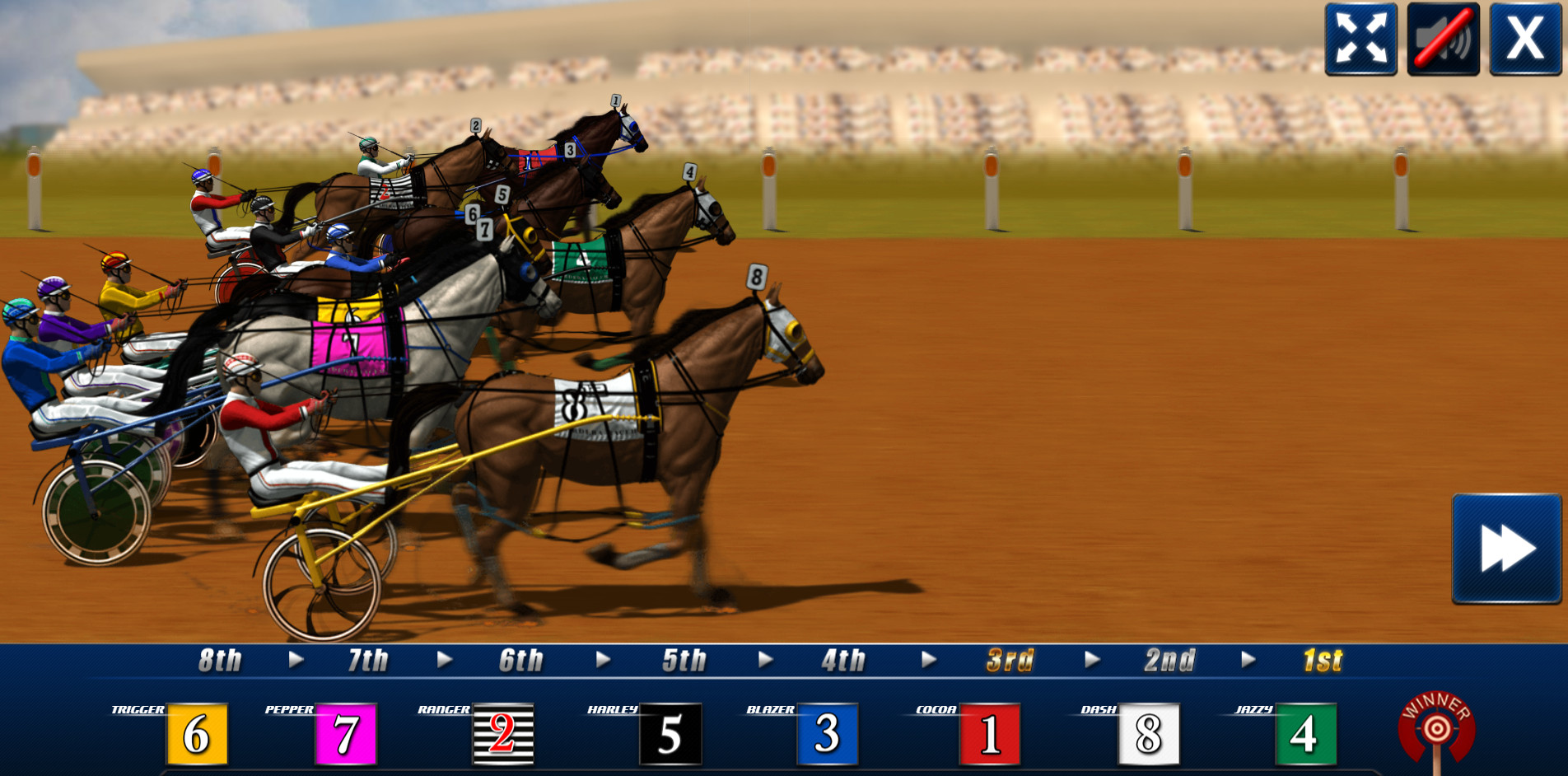 Virtual harness racing game.