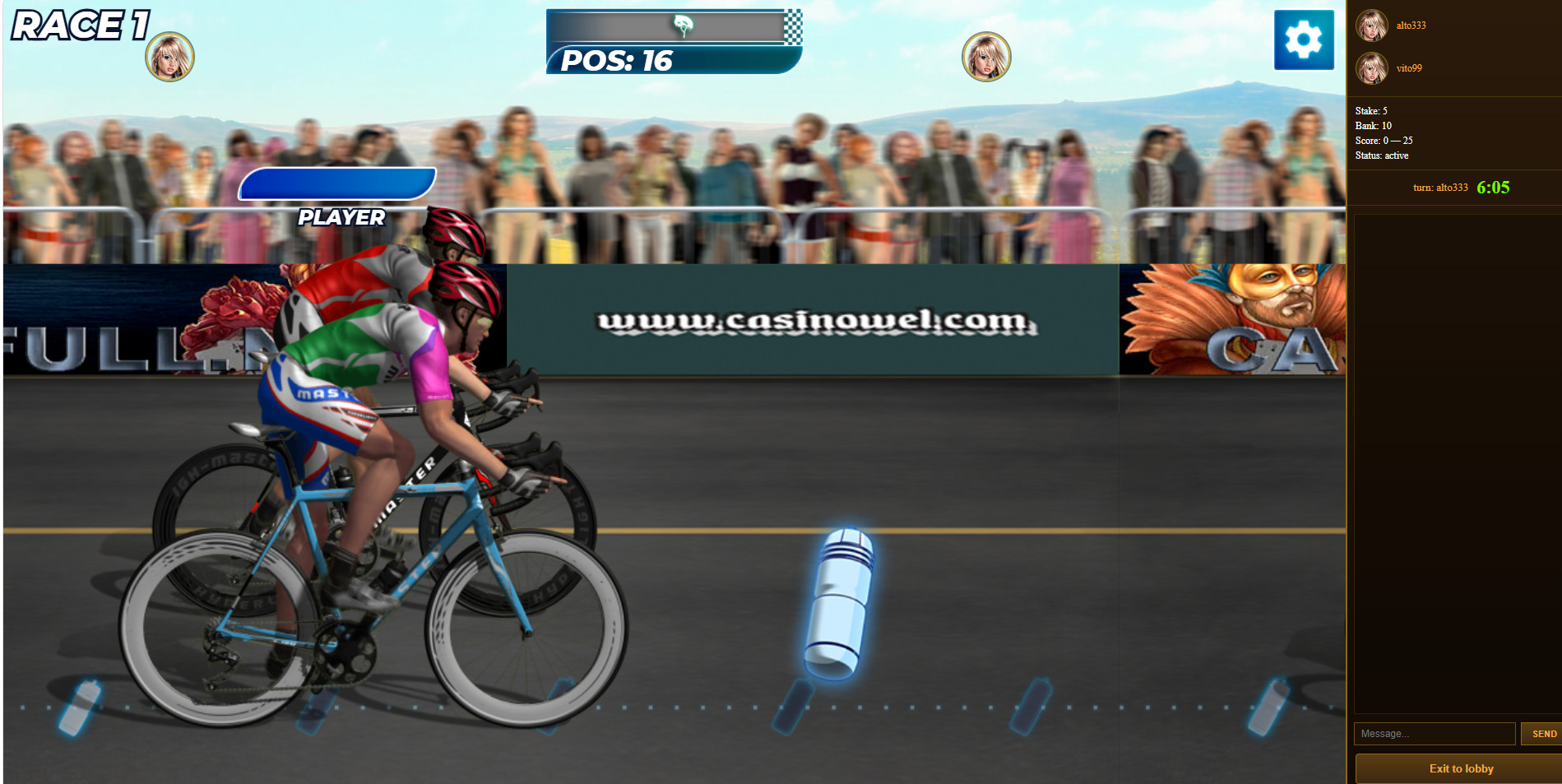 multiplayer betting game based on velodrome racing
