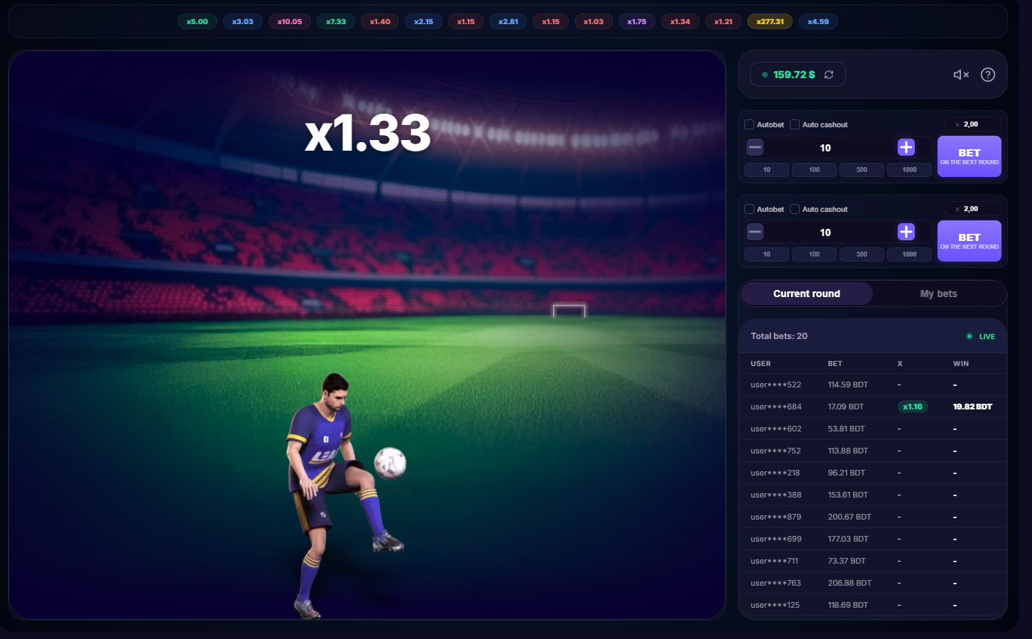 Juego de arcade de estilo libre con dinero real.