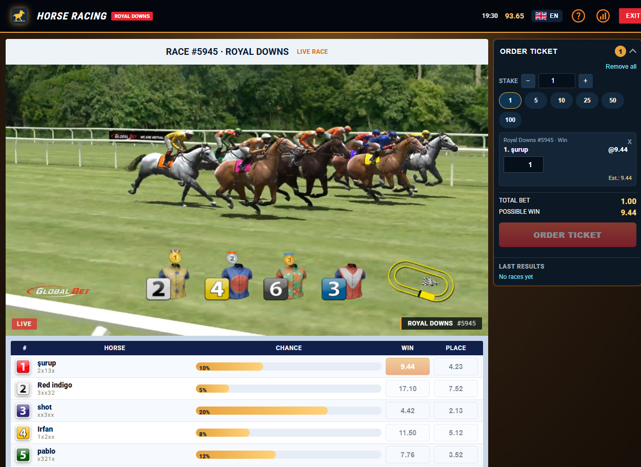 Source code for three virtual sports games: horse racing, dog racing, and car racing.
