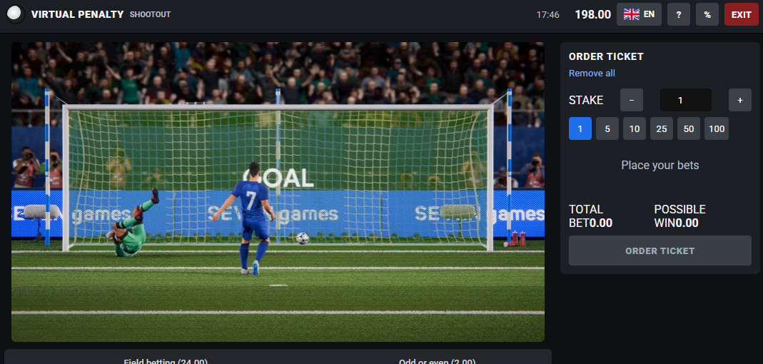 Virtual sports betting penalti football